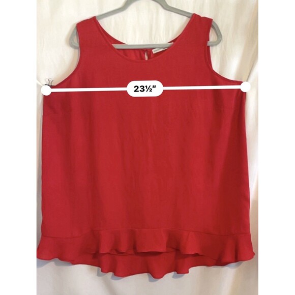 Signature Collection Shirt Sleeveless Hi-low Ruffle Hem Red Blouse Women’s 1X - Picture 8 of 10